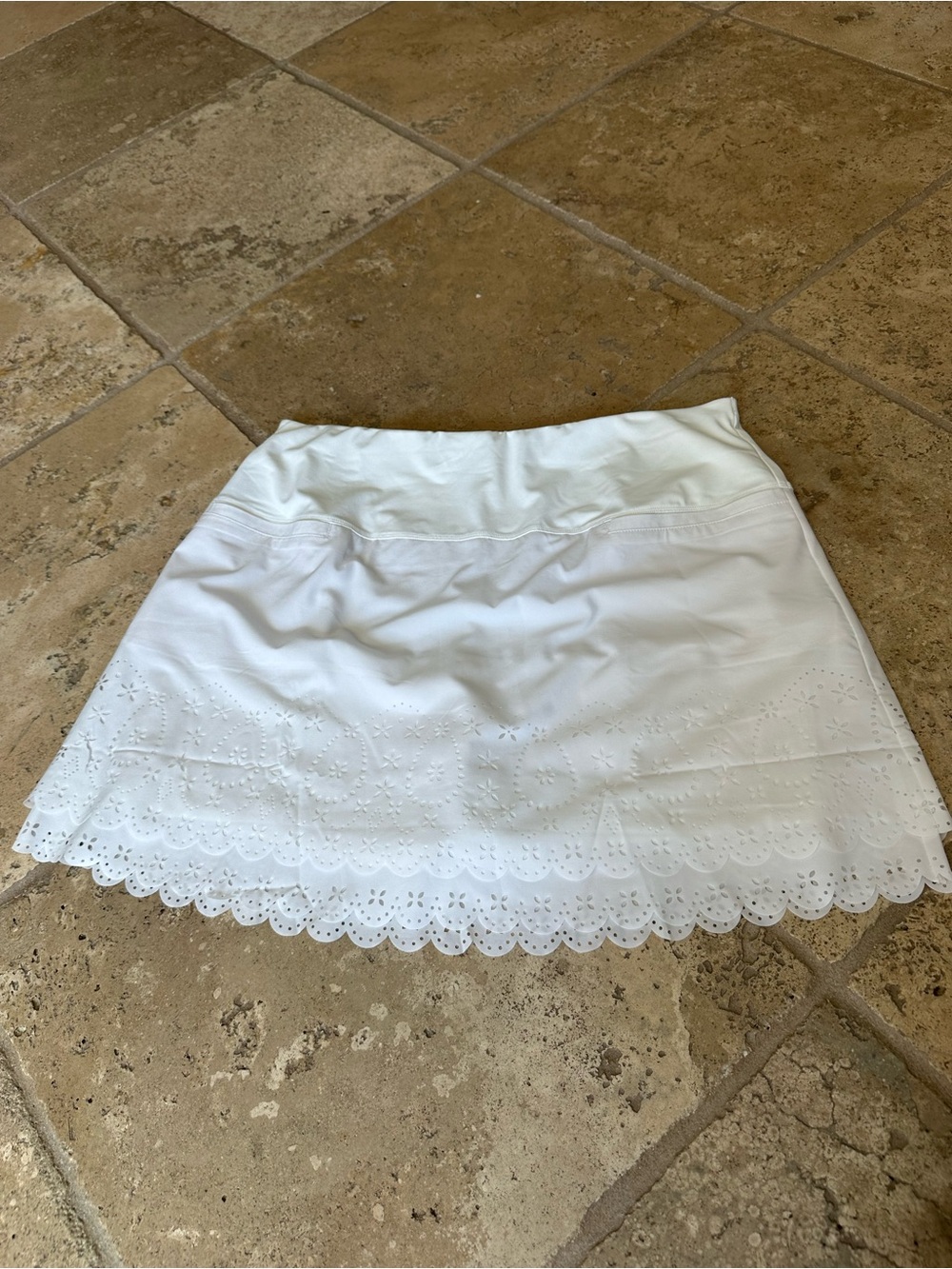 Lucky in Love White Eyelet Mini Skirt with Scalloped Hem